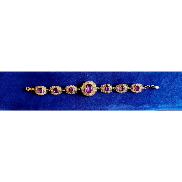 🩷 4 for $50 Vintage NWT Gold and Amethyst Coloured Stone Bracelet🩷 - Picture 1 of 7